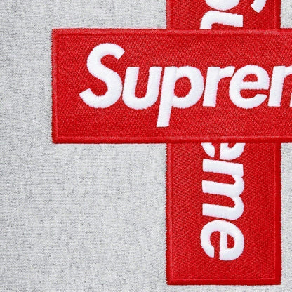Supreme Cross Box Logo Hooded Sweatshirt Heather Grey Supreme