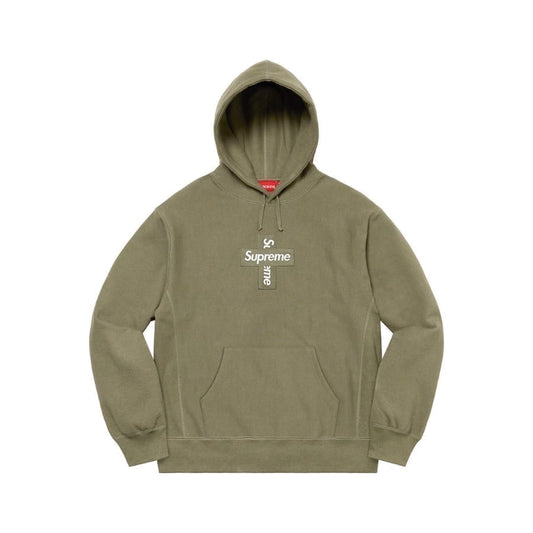 Supreme Cross Box Logo Hooded Sweatshirt Light Olive Supreme
