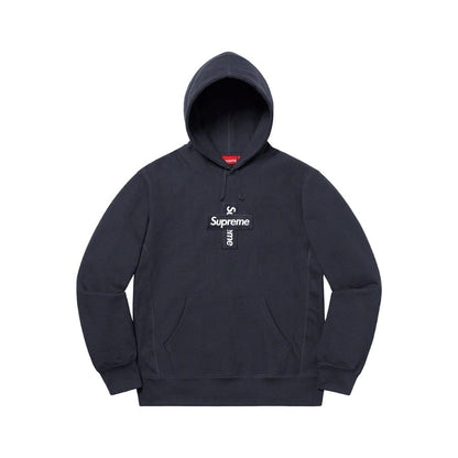 Supreme Cross Box Logo Hooded Sweatshirt Navy Supreme