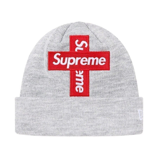 Supreme New Era Cross Box Logo Beanie Heather Grey Supreme