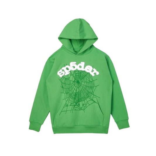 SP5DER Web Suit Hoodie Rhinestone Green