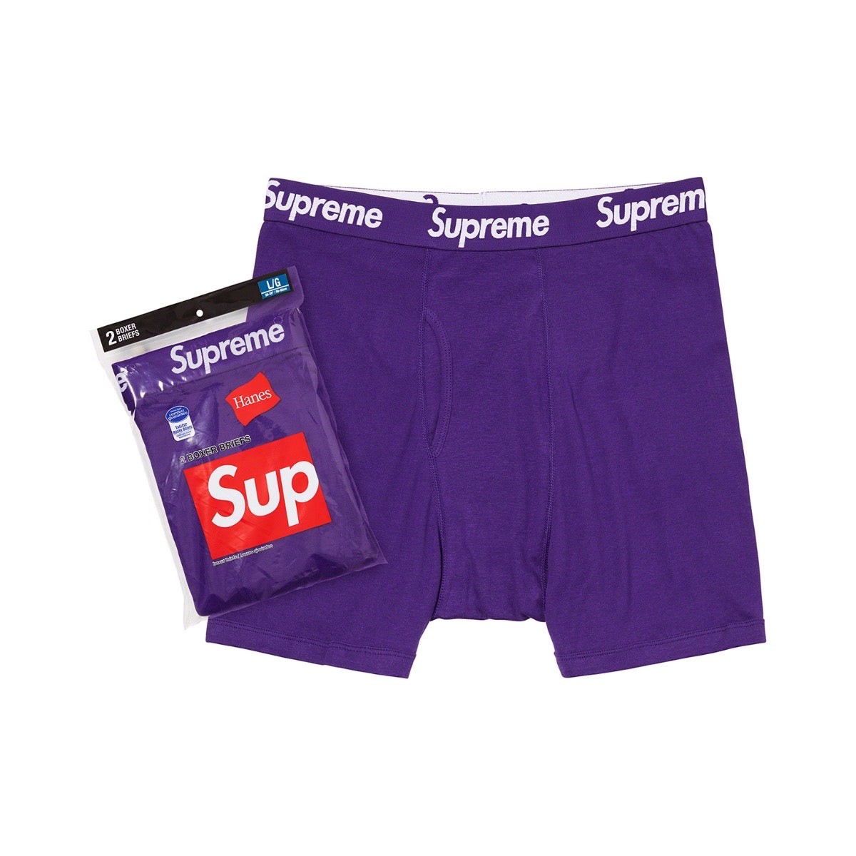 Supreme Hanes Boxer Briefs (2 Pack) Purple Supreme