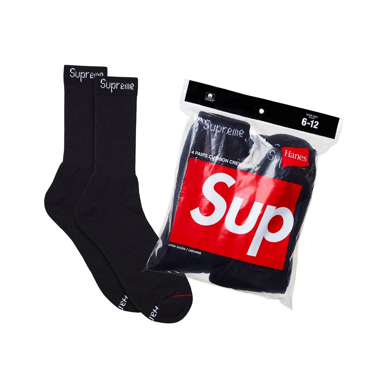 Supreme Hanes Socks (4 Pack) Black Supreme