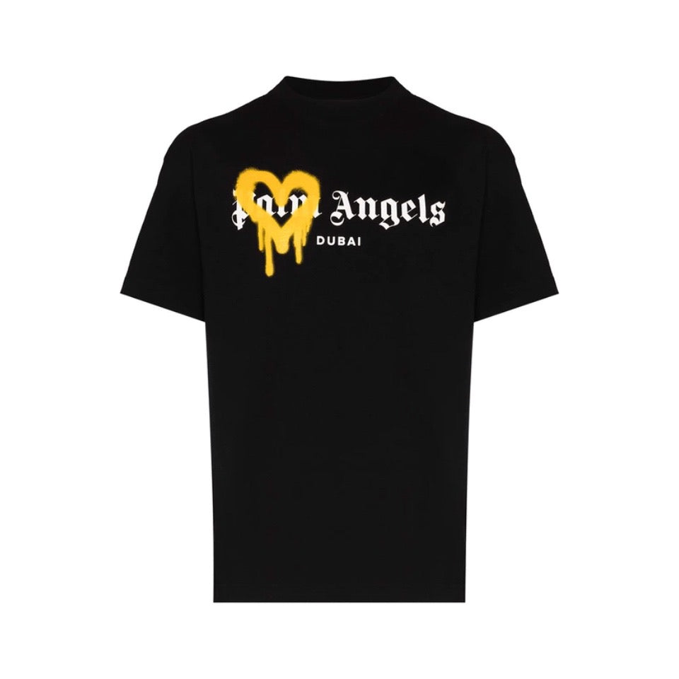 Palm Angels Dubai Heart Sprayed Logo T-Shirt Black Palm Angels