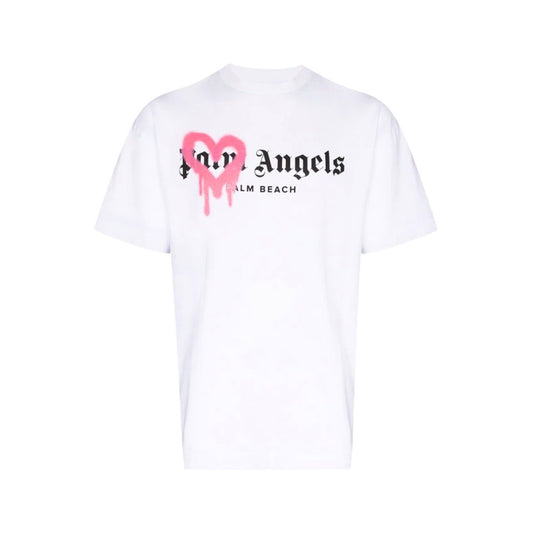 Palm Angels Palm Beach Heart Sprayed Logo T-Shirt White Palm Angels
