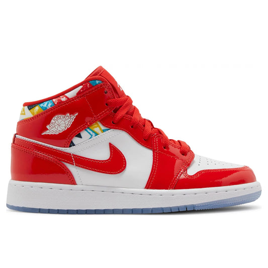 Air Jordan 1 Mid Barcelona Sweater Red Patent (GS) Air Jordan