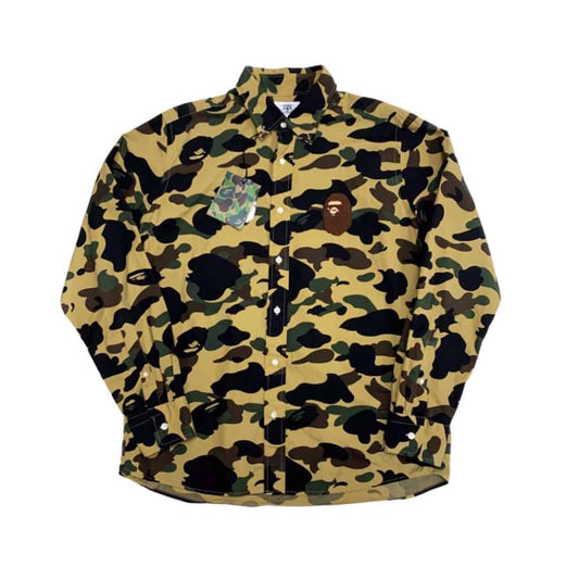 Bape 1st Camo Button Up Shirt Yellow Bape