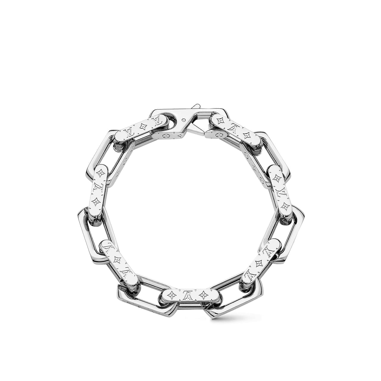 Louis Vuitton Chain Bracelet Engraved Monogram Silver Louis Vuitton