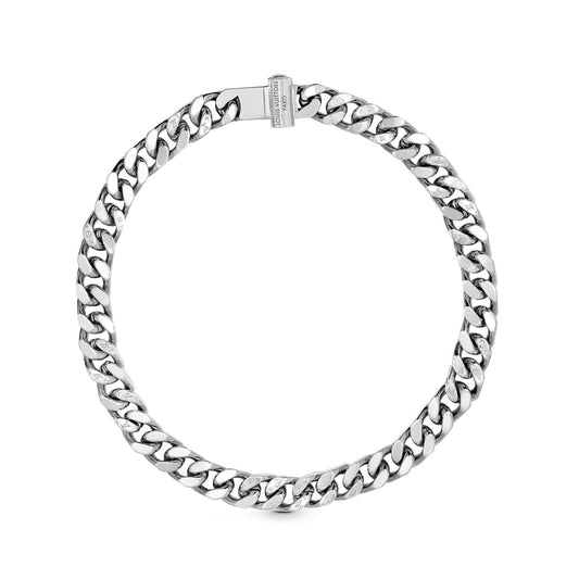 Louis Vuitton Chain Links Necklace Engraved Monogram Silver Louis Vuitton