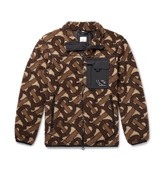 Burberry Monogram Pattern Fleece Jacket Brown