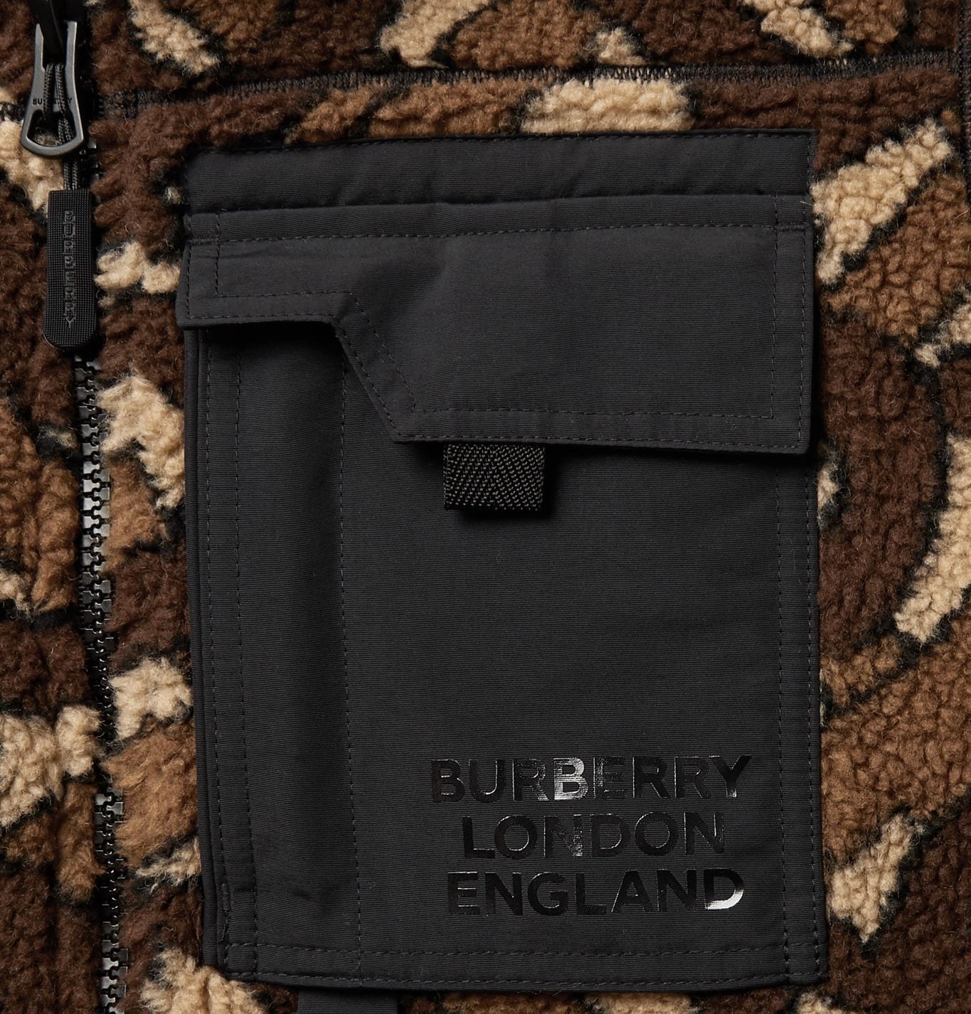 Burberry Monogram Pattern Fleece Jacket Brown Burberry
